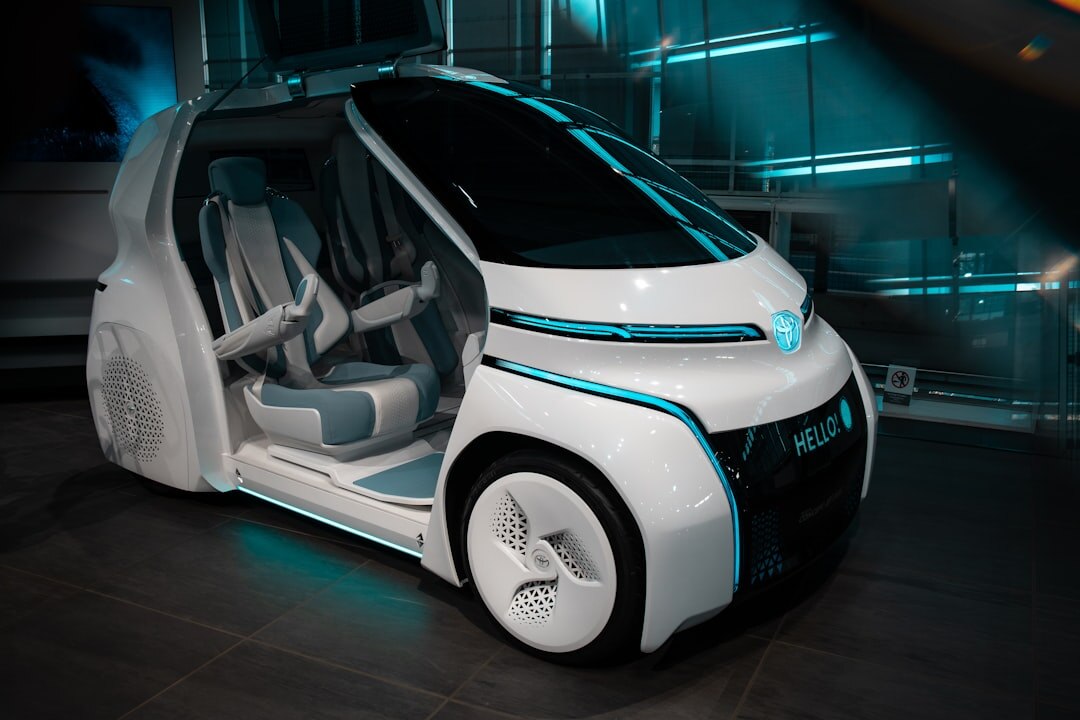 Futuristic electric vehicle interior with digital dashboard